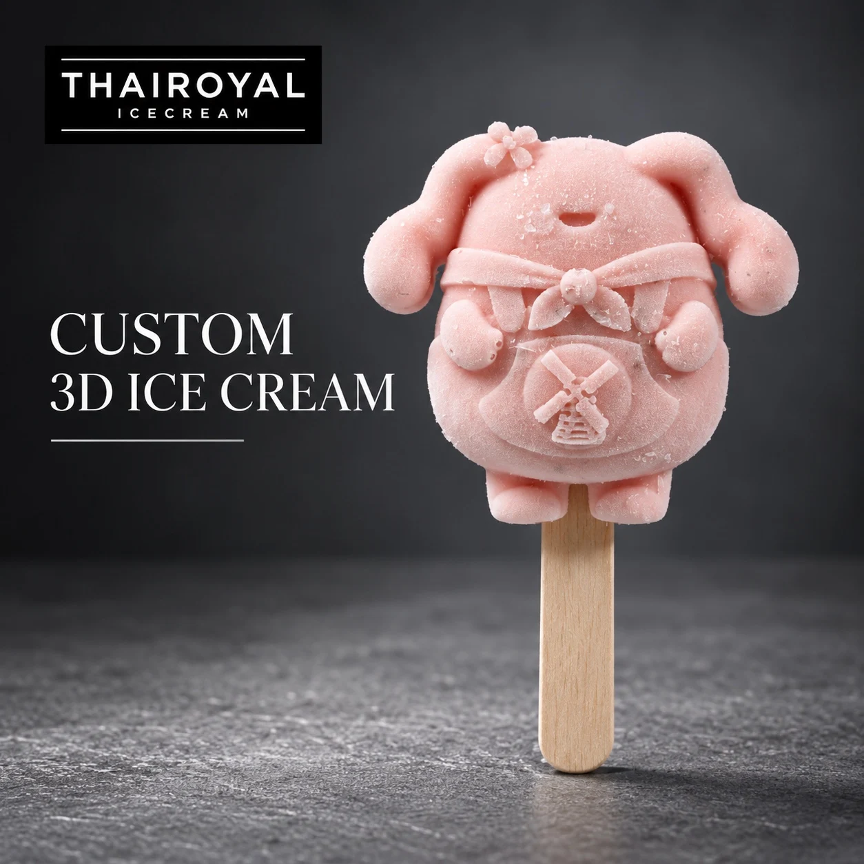 ตัวอย่างแนวคิดไอศกรีม 3D คาแรกเตอร์สีชมพู