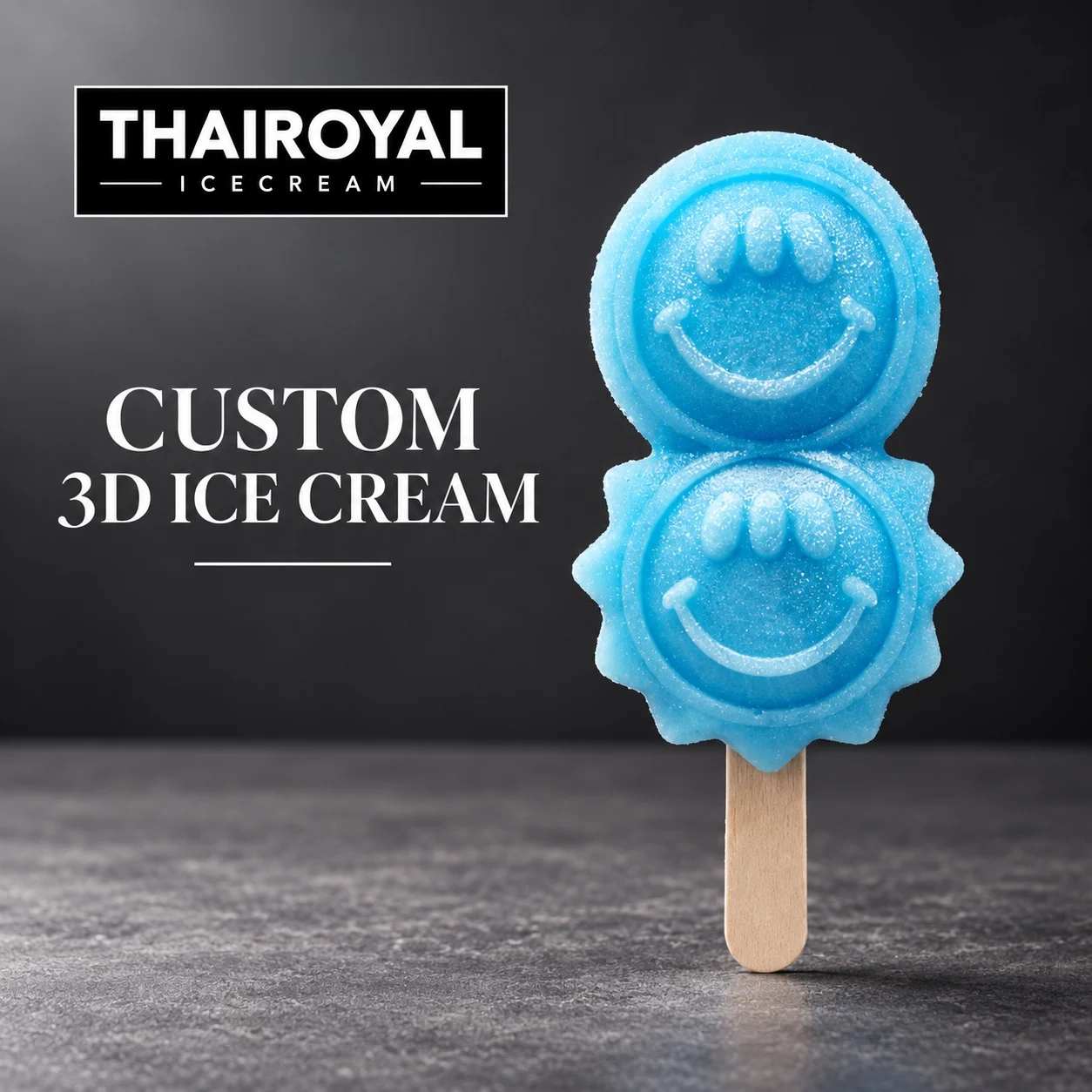 ตัวอย่างแนวคิดไอศกรีม 3D รอยยิ้มสีฟ้า
