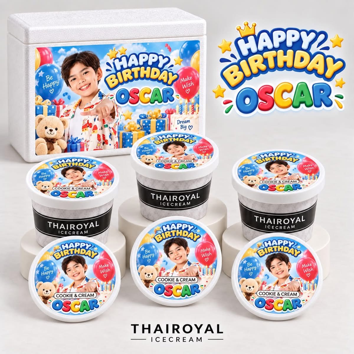 Happy Birthday · Oscar · Studio — ฝาถ้วยและกล่องโฟม ThaiRoyal