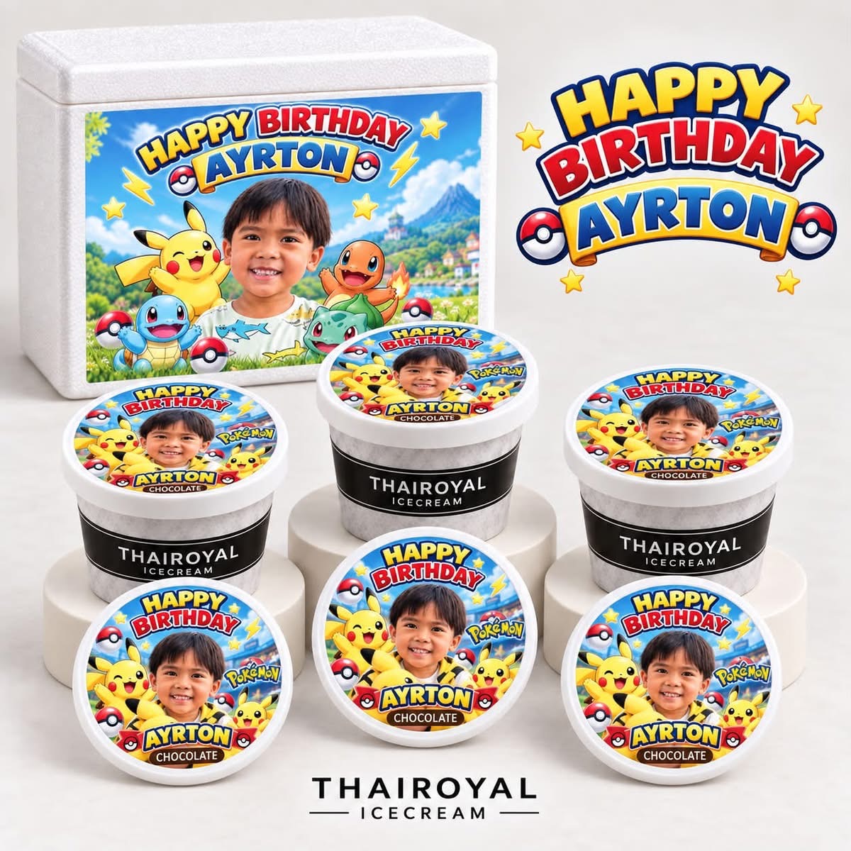Happy Birthday · Ayrton — ฝาถ้วยและกล่องโฟม ThaiRoyal