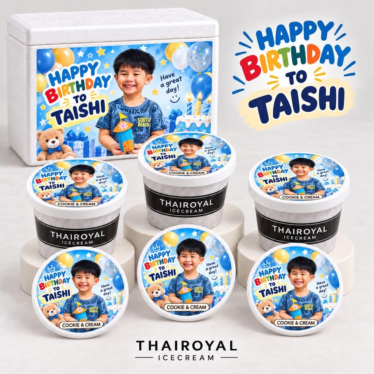 Happy Birthday · Taishi — ฝาถ้วยและกล่องโฟม ThaiRoyal