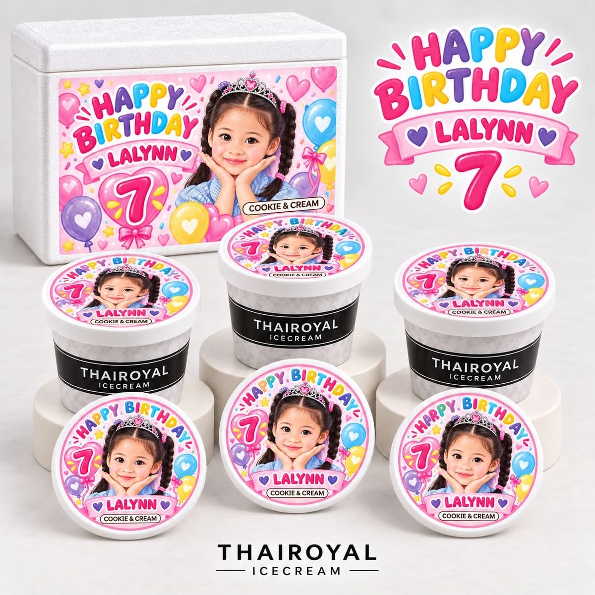 Happy Birthday · Lalynn · 7 — ฝาถ้วยและกล่องโฟม ThaiRoyal