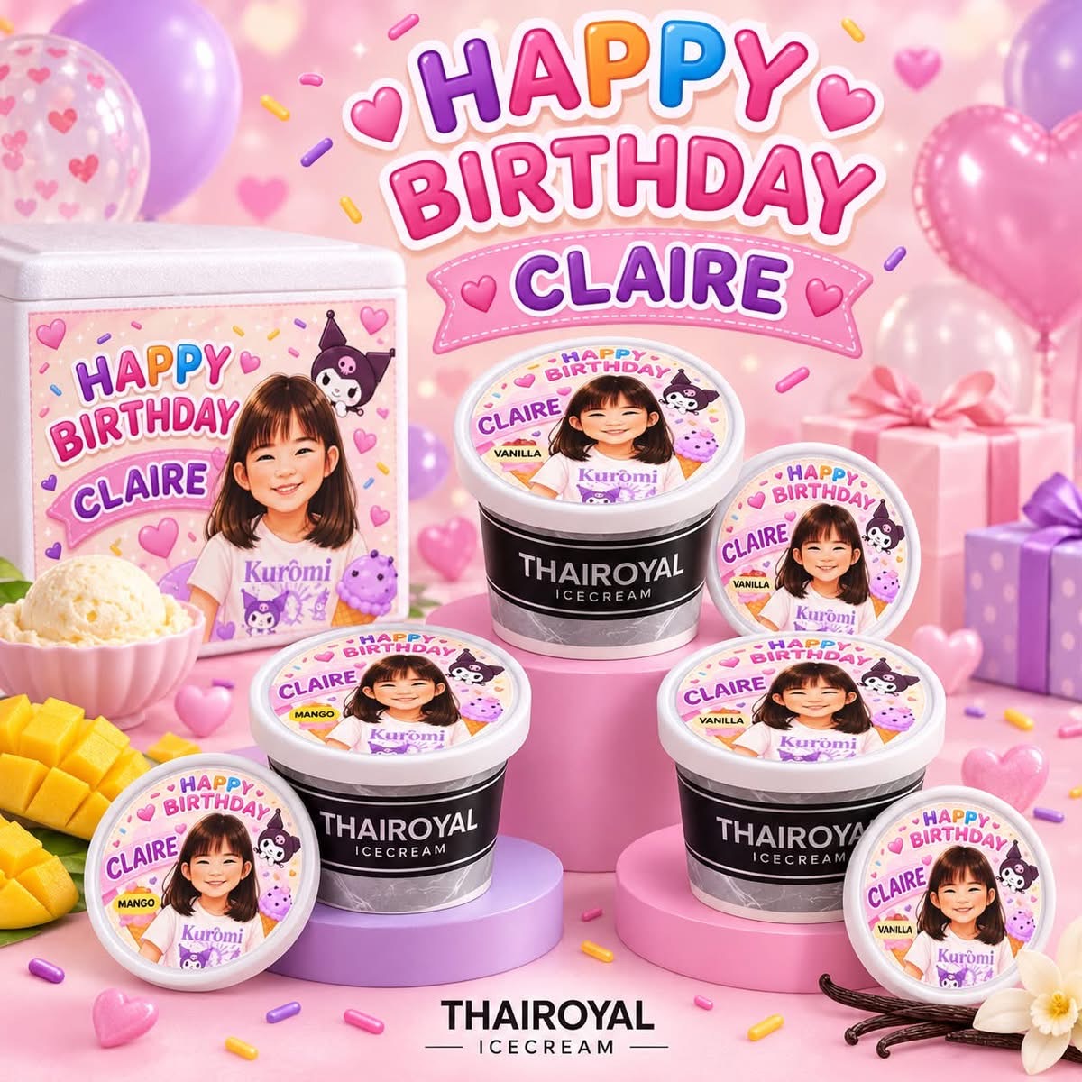 Happy Birthday · Claire — ฝาถ้วยและกล่องโฟม ThaiRoyal