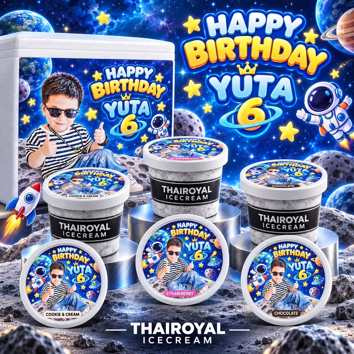Happy Birthday · Yuta · 6 — ฝาถ้วยและกล่องโฟม ThaiRoyal