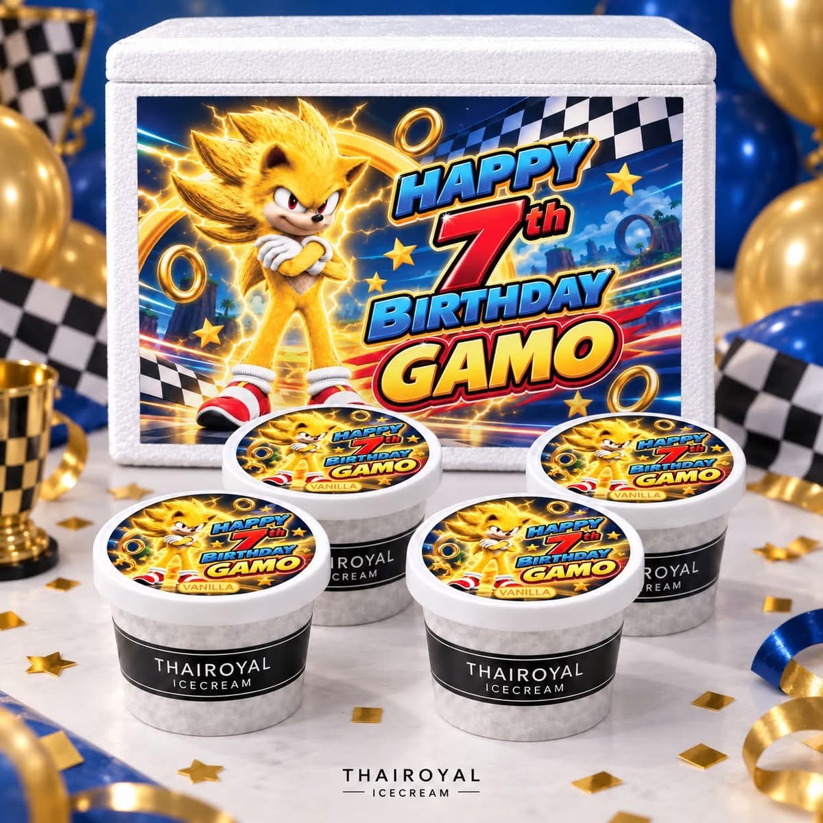 Happy Birthday · Gamo · 7 — ฝาถ้วยและกล่องโฟม ThaiRoyal