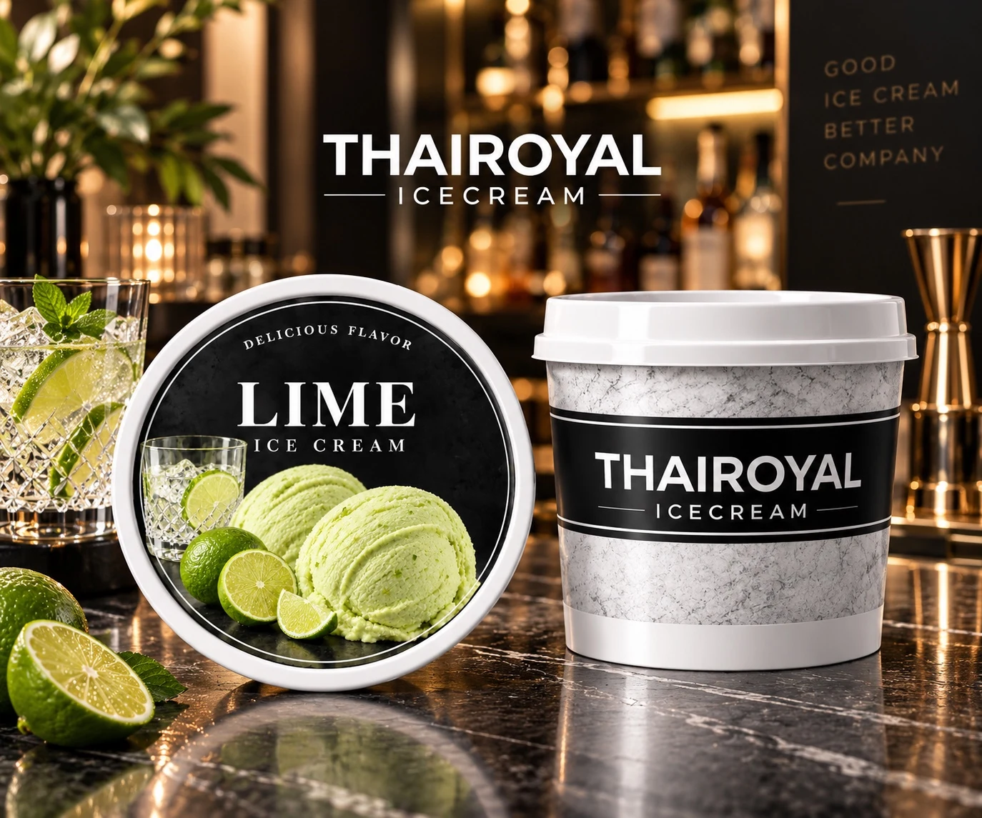ไอศกรีมรส Lime ถ้วยลายหินอ่อน